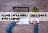 微信小程序开发者开发平台（微信小程序开发者开发平台有哪些）