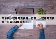 简单的小程序开发费用一览表（小程序开发费用一览表1sd华网天下）