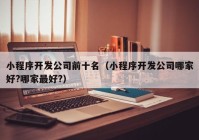 小程序开发公司前十名（小程序开发公司哪家好?哪家最好?）