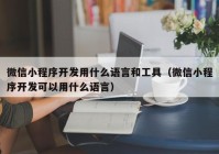 微信小程序开发用什么语言和工具（微信小程序开发可以用什么语言）
